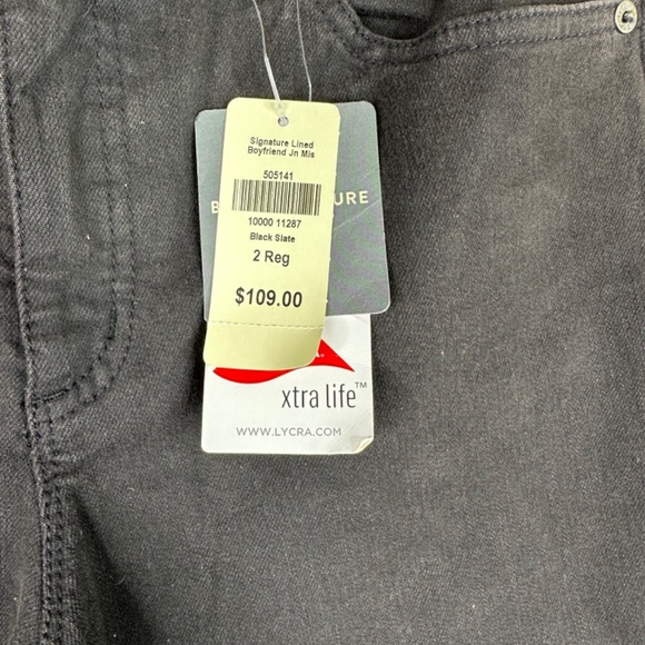 L.L. Bean Signature Lined Boyfriend Jeans Mis Black Slate Size 2 regular - Picture 3 of 6
